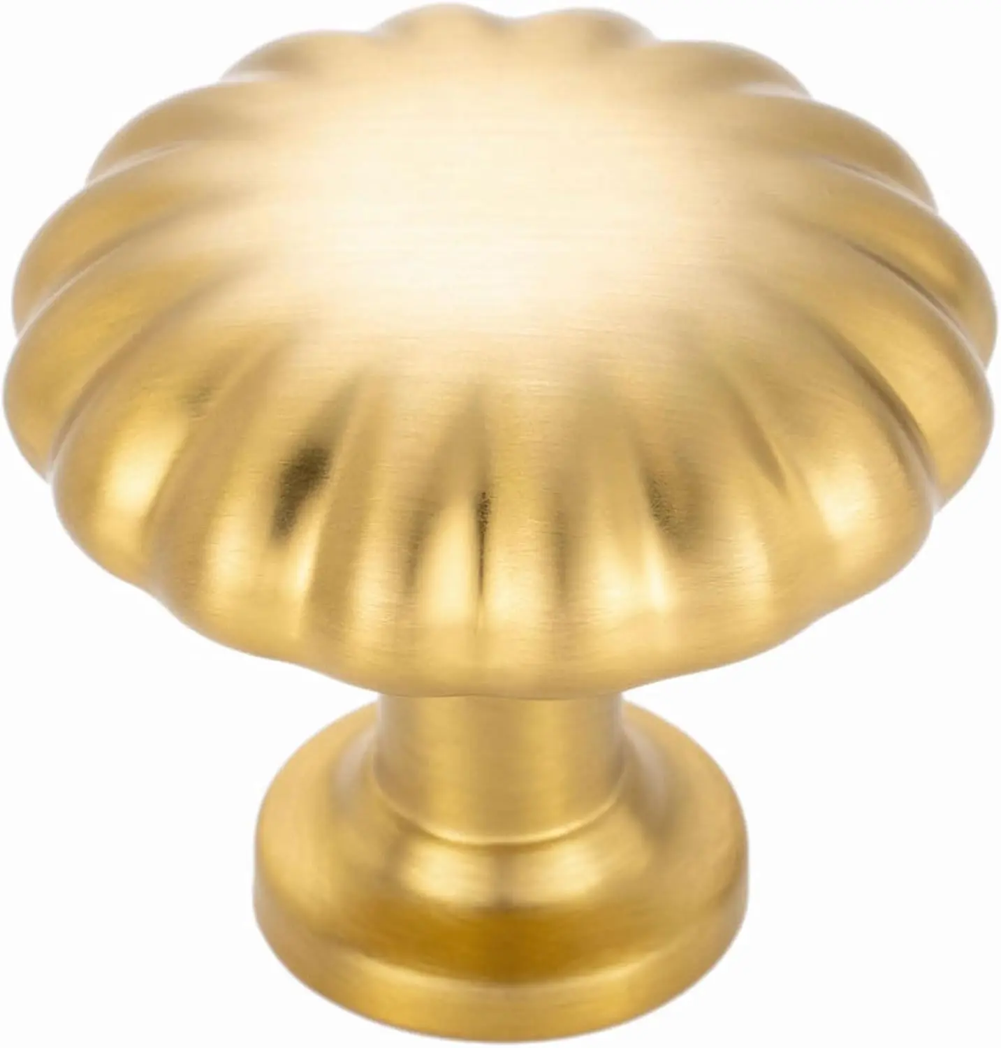 10-Pack French Round Cabinet Knobs - Brushed Gold 1.25-Inches Single Hole Metal 2510 Pulls, Smooth Surfaces, Oil Rubbed Bronze Finish for Kitchen, Bedroom Cabinets, Drawers