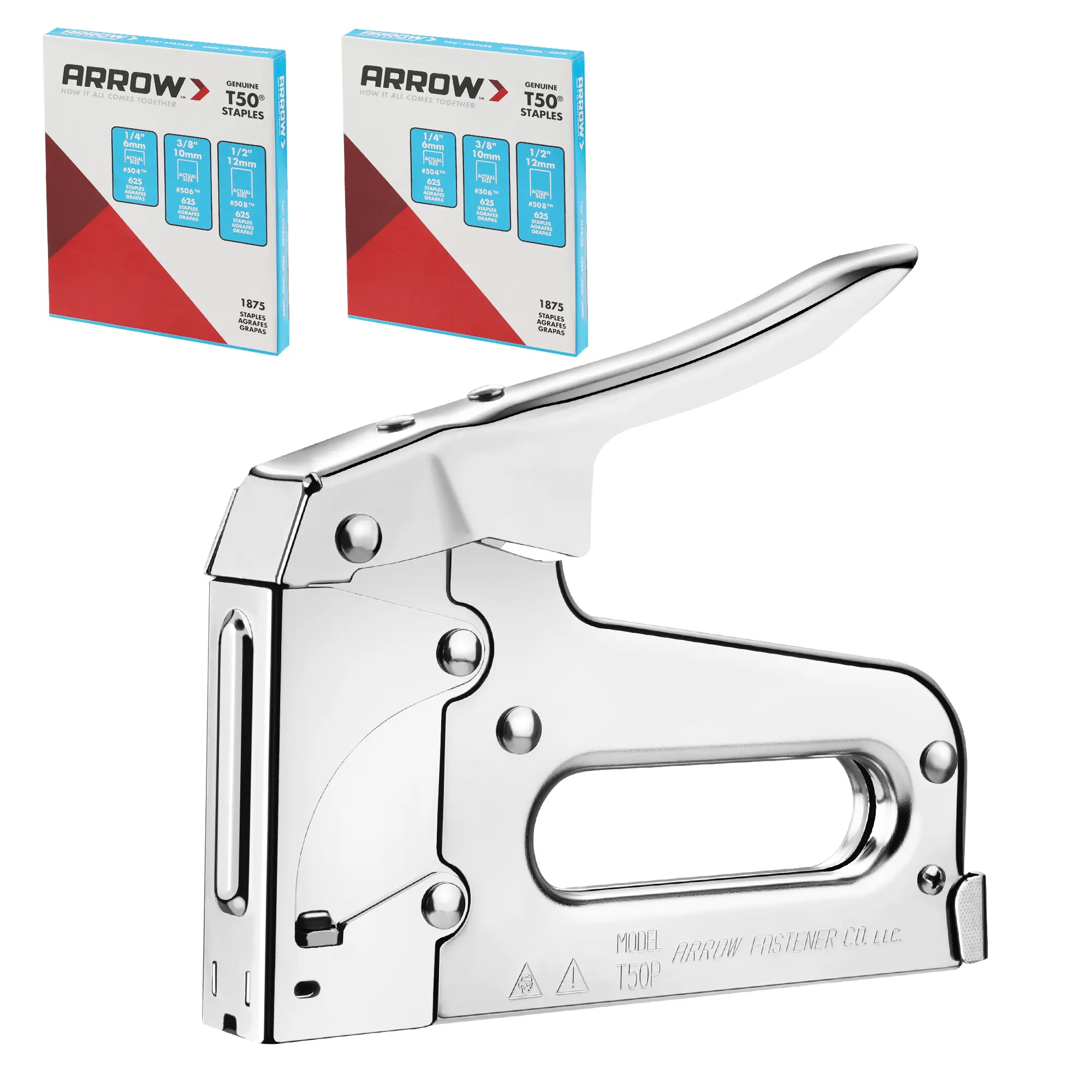 #backtoschool Arrow T50 Heavy Duty Staple Gun Kit, All Chrome Steel Stapler, with 3750 Pieces T50 1/4", 3/8", 1/2" Staples, for Upholstery Professional Projects