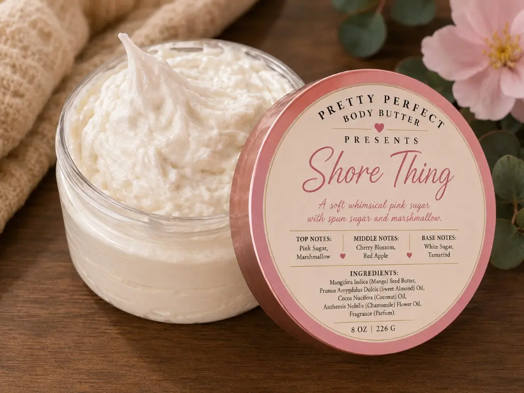 Shore Thing Cherry Sugar Cosmetic Body Care Fluffy Body Moisturizer, Hydrating Skin Nourisher for Daily Use