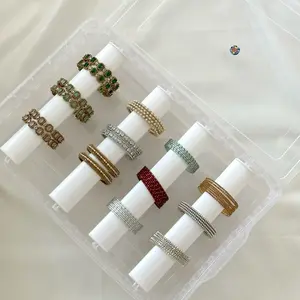 Plastic 4 Layer Bangle Box Organizer for Jewelry Storage with Clear View and Secure Slots