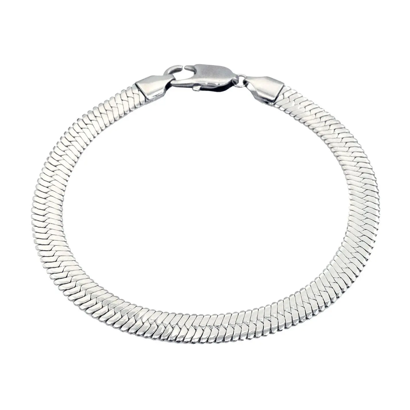 Mens Stainless Steel Herringbone Link Chain Bracelet