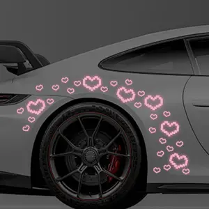 30 Heart-Shaped Reflective Car Stickers, Cute Tail Light Vinyl Decals, Girly Car Accessories, Self-Adhesive Waterproof, Night Safety Warning Signs, for Car Window, Body, Bumper, Easy To Apply, Sticker For Cars