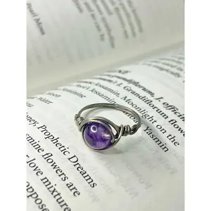 Amethyst Stainless Steel Wire Ring