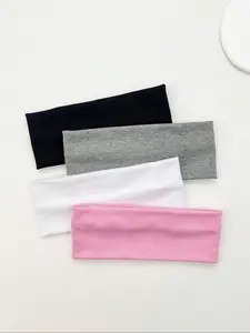 Minimalist Sporty Solid Color Hair Band (4pcs), High Stretch Sweat-absorbing Hair Band, Hair Accessories for Women & Men
