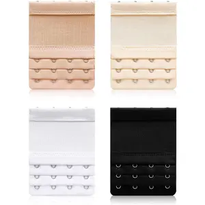 4 PCS Women's Bra Extenders 4 Hooks 3 Rows Stretchy Bra Extension Strap Elastic Bra Band Hook Bra Strap Extender Bra Extenders 4 Hooks Plus Size (3.8" x 2.95",with 3/4" Hook Center Spacing)