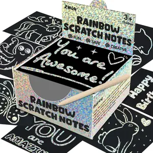 ZMLM Stocking Stuffers for Kids - 165 Holographic Silver Scratch Mini Art Notes Magic Scratch Paper Art Card Toy Bulk Art Craft Supplies Birthday Party Favor Gift for Girl Boy Halloween