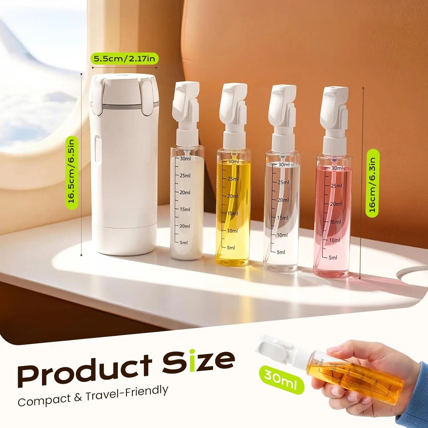 4-in-1 Travel Dispenser Bottle for Toiletries Portable Cosmetic Shampoo Storage Lotion Compact Plastic Container Wholesale Easy Press Smooth Flow