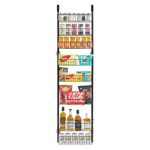 【Summervibes】VEVOR Over the Door Pantry Organizer,  , 8-Tier Pantry Organization and Storage, Heavy-Duty Steel Hanging Spice Rack, Adjustable Wall Seasoning Shelves, for Home Kitchen Laundry Room Bathroom, Black