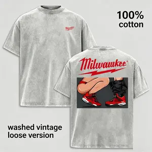 Men's Loose Fit Washed Vintage Milwaukee Graphic T-Shirt - 100% Soft Cotton, Unique, Comfortable Everyday Casual Top, Thoughtful Holiday Gift for Him - Great for  Birthday Thanksgiving Halloween and Anniversary