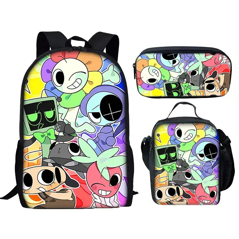 3pcs Dandy's World Organized Backpack Set - Men's/Women's School Backpacks, Lightweight Laptop Safe Bag, Lunch Bag & Pencil Case for Work & Daily Use