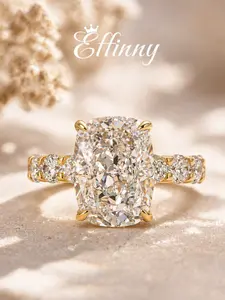 Effinny Tarnish-resistance 9.0ct Elongated Crushed Ice Cushion Cut 14K Gold Plated Engagement Ring,Travel-Friendly Daily Wear Affordable Luxury Fine Women's Jewelry