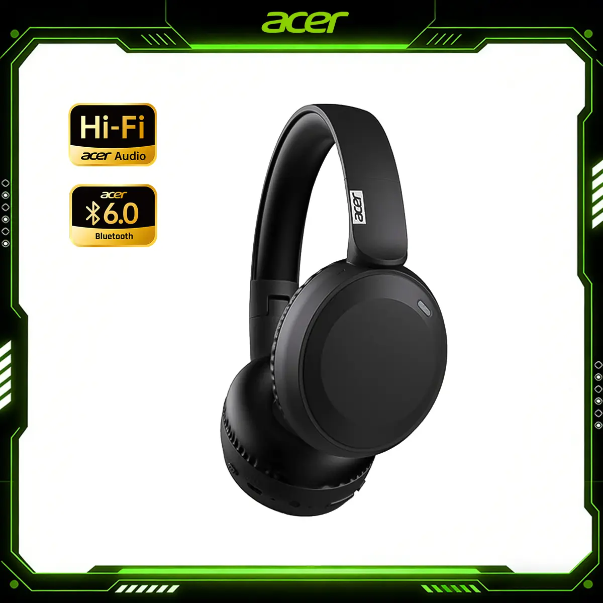 [Summer Vibes] Acer OHR205 Wireless Music Headphones – Hi-Fi Stereo, Foldable Design, Bluetooth + 3.5mm Wired Option, Perfect Everyday Headphones to Stock Up