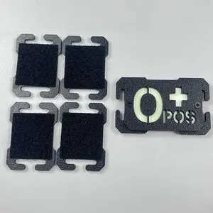 5-Piece Tactical Blood Type Badge Set, Abs Plastic Molle Clip Badge, 4 Velcro Badges, Glow-In-The-Dark, Emergency ID for Tactical Gear