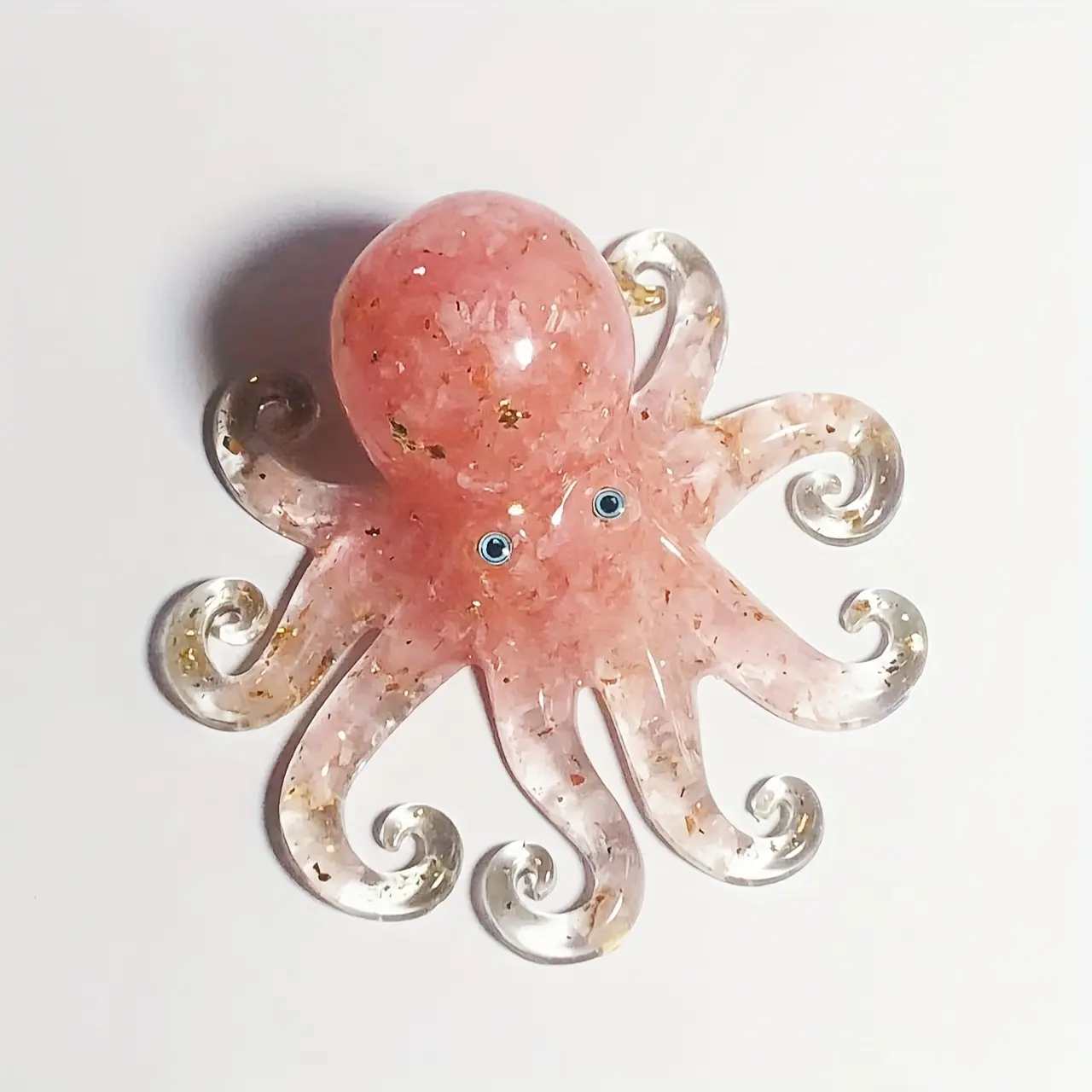 Cute Artificial Crystal Decorated 3D Octopus Statue - Resin Home Decoration, Crystal Ornaments, Cute Collectibles, Ideal Holiday Gift for Ocean-Themed Desktop Accents