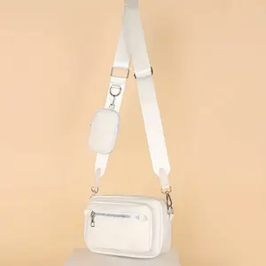 1 Piece Men's New Fashion Simple Solid Color Zipper Bag, Pu Waterproof Coin Purse, Shoulder Square Bag