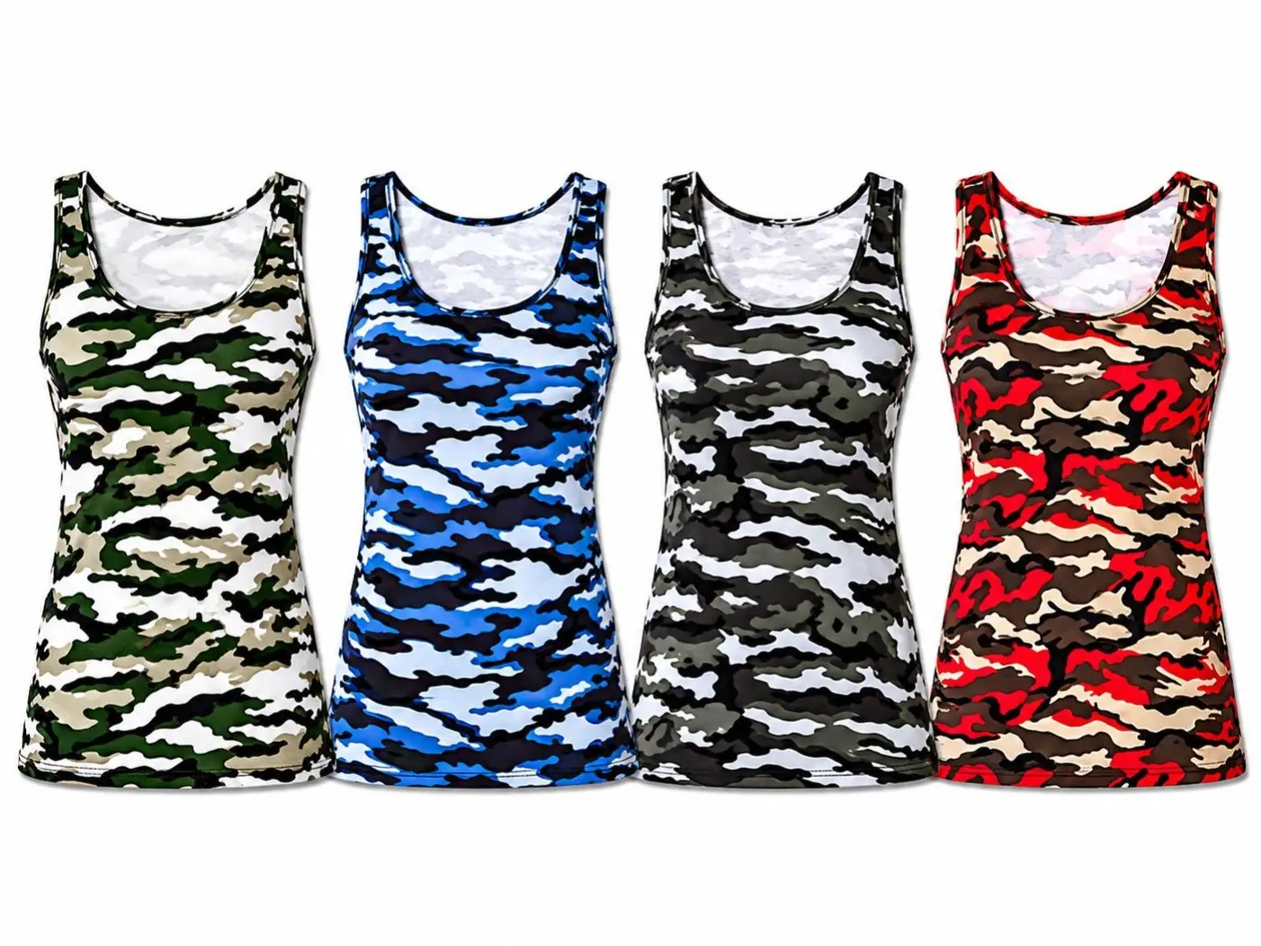 Women's 4-Piece Stretchy Fabric Tank Tops - Crew Neck, Sleeveless, Lightweight Basic Vests for Everyday Wear, Pairable with Joggers