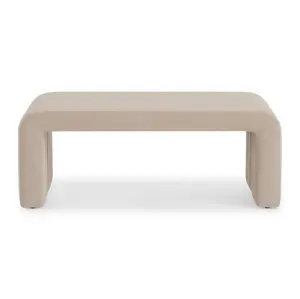 Juliet 44.50" Beige Velvet Waterfall Bench - Indoor Dining Room Stool & Bench Furniture