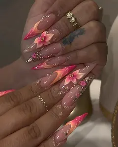 (MTO) Handcrafted Wearable Nail Art SUNSET BLOOM Fashion Hand Accessories