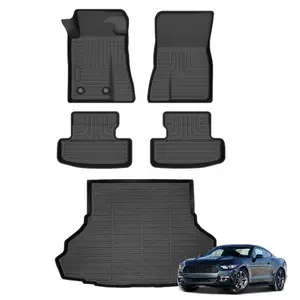 KELCSEECS Ford Mustang 2015-2026 Convertible/Coupe/GT/EcoBoost Models (NOT for Mach-E Models) Floor Mats & Cargo Liners All-Weather TPE Front & Rear Row & Trunk Mats  Accessories Non-Slip Custom Fit Waterproof Easy Clean Eco-Friendly Safe Durable 3D