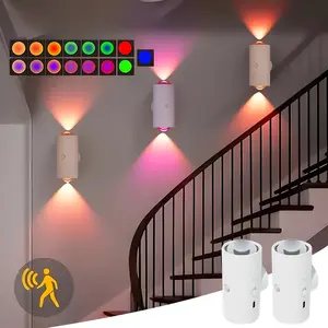 USB Rechargeable Smart LED Night Light with Motion Sensor, RGB Gradient Dimmable Wall Lamp, For Indoor Ambient Lighting, Stick Anywhere Magnetic Design For Bedroom, Entryway, Hallway, Desk or Stairs –Long Battery Life & Auto-On Mode