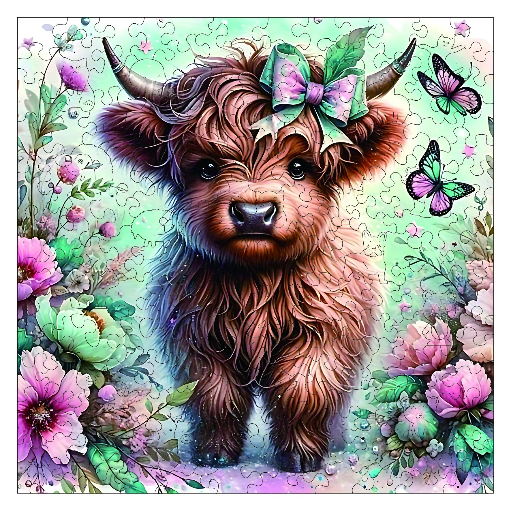 Adult Wooden Jigsaw Puzzle, Creative Puzzle, Cute Cow Design, Unique Irregular Animal Shape Wood Puzzle, Perfect Holiday Gift for Friends & Family, Modern Art Home Decor, Wooden Puzzles