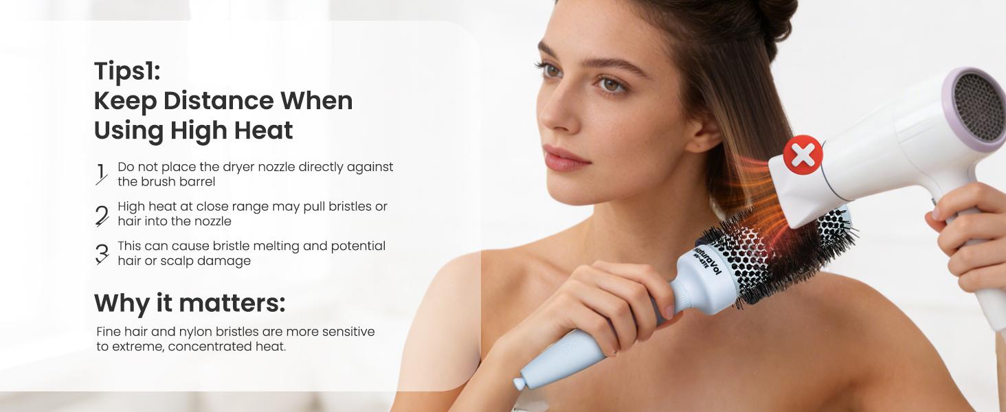 AIMIKE NaturaVol Round Brush for Blow Out, Nano Thermal Ceramic Round Hair Brush for Fine Hair, Fast Blow Dry for Smooth Salon-Style Finish at Home, Adds Volume,Blue (1.3" Barrel, 2.1" with Bristles)