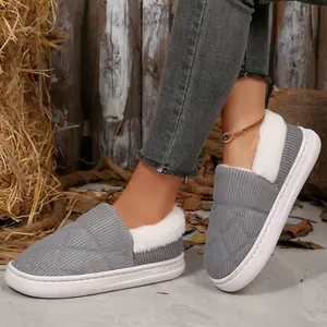 Womens Plush Cotton Slippers Thick Sole Indoor Outdoor Comfort Shoes Indoor Outdoor Winter Warm Mini Snow Boots