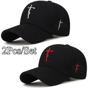 2pcs Black & White Cap Set – Exquisite Embroidery, Durable Headwear for Daily Wear & Sports Activities