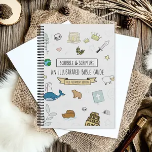 Illustrated Old Testament Bible Study Notebook - Scribble & Scripture Guided Journal for Christian Women & Men, Bible Note-Taking Organizer with Creative Illustrations, Faith-Based Planner for Daily Devotion & Spiritual Growth