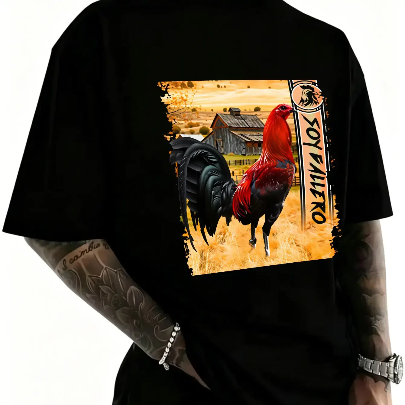 Soy Gallero Graphic T-Shirt, Unisex 100% Soft Cotton Gamefowl Rooster Print Short-Sleeve Round Neck Tee Smooth Tshirt