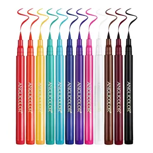 12pcs macaron color liquid eyeliner set, 12pcs/set long lasting eyeliner, quick drying eyeliner/lip liner for women, cosmetics, gifts, cosmetics Lipliner Makeup