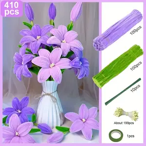 Mother's Day Gift DIY Eternal Flower Set, Create Plush Lily Bouquet in 30 Minutes, Craft Kit for Graduation Christmas Valentine's Easter Home Decor Birthday Gifts
