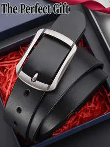 Men's Vintage Alloy Buckle Belt, Trendy Fashion Business Casual Versatile Waistband, 1pc Retro Men's Leather Strap, Durable Belts