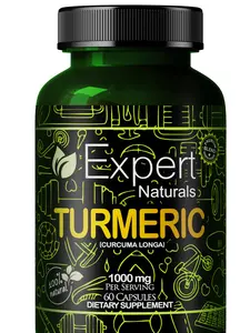 Expert Naturals Organic Turmeric (Curcuma Longa) Dietary Vitamin Supplement Capsules, 1000 MG Per Serving, 60 Count, Natural Ingredients, Antioxidant & Anti-Inflammatory Support for Arthritis