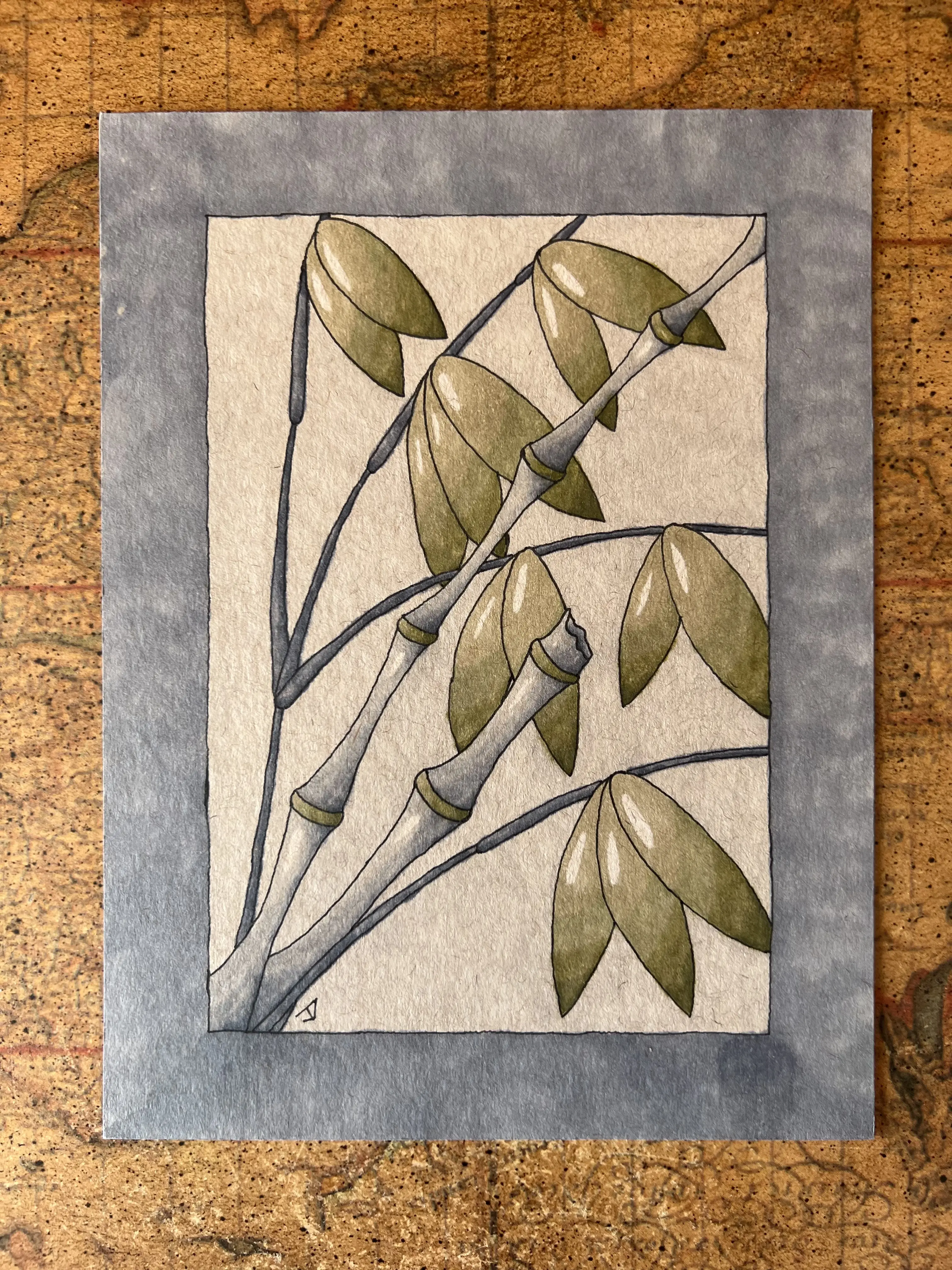 Signed Original Bamboo Art Copic Marker Painting