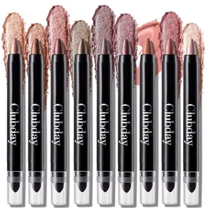 9 Color Highlighter Eyeshadow Stick Set, Glitter Shimmer Eyeshadow, Dual-Ended Waterproof Matte & Shimmer, Self-Diffusing Sponge Tip, Perfect Gift