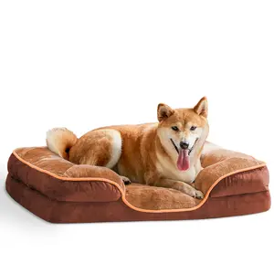 Orthopedic Dog Bed, Memory Foam Pet Bed for Small Dogs & Cats with Washable Removable Cover Non-Slip Base Waterproof Liner Egg Crate Foam for Improved Sleep