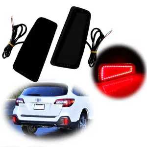 2PCS Black LED Rear Bumper Reflector Tail Brake Light For Subaru Outback 2015 2016 2017 2018 2019 2020 Replace OEM 84281AL00A, 84281AL01A