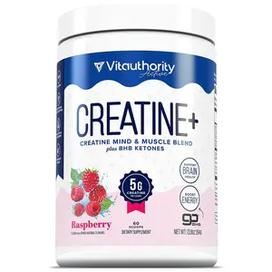 Vitauthority Creatine Monohydrate Powder for Women Pre & Post Workout Powder for Strength, Caffeine Free Energy & Focus Supports Recovery & Mental Clarity Raspberry & Pineapple Coconut Flavored, 30 Servings