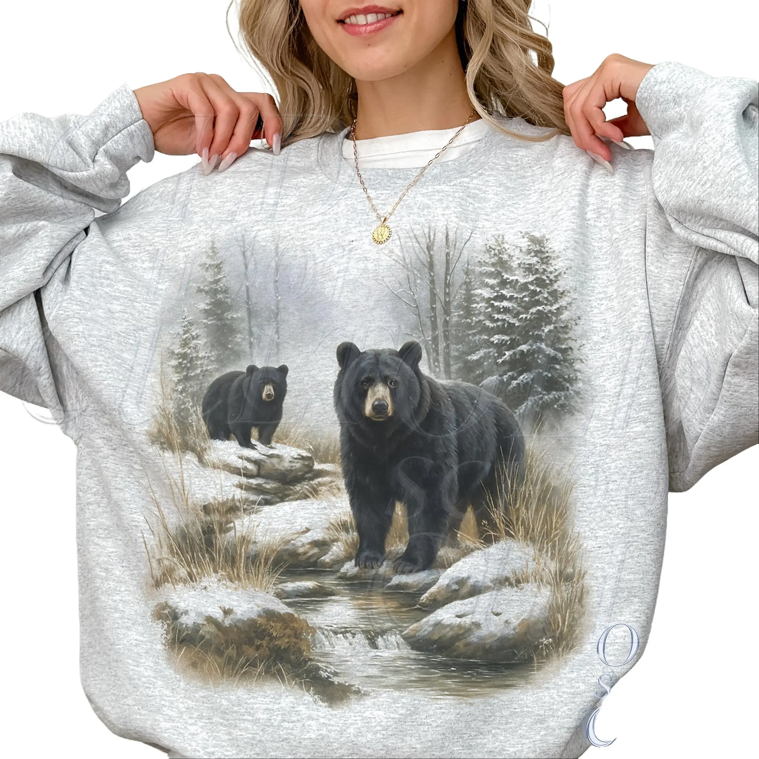 Retro Black Bears Wilderness 90s Sweatshirt, Vintage Wildlife Bears Crewneck, Boho Unisex Rustic Cabin Nature Sweater, Outdoor Forest Top