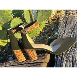 Closed Toe Black Tooled Heels  3inch