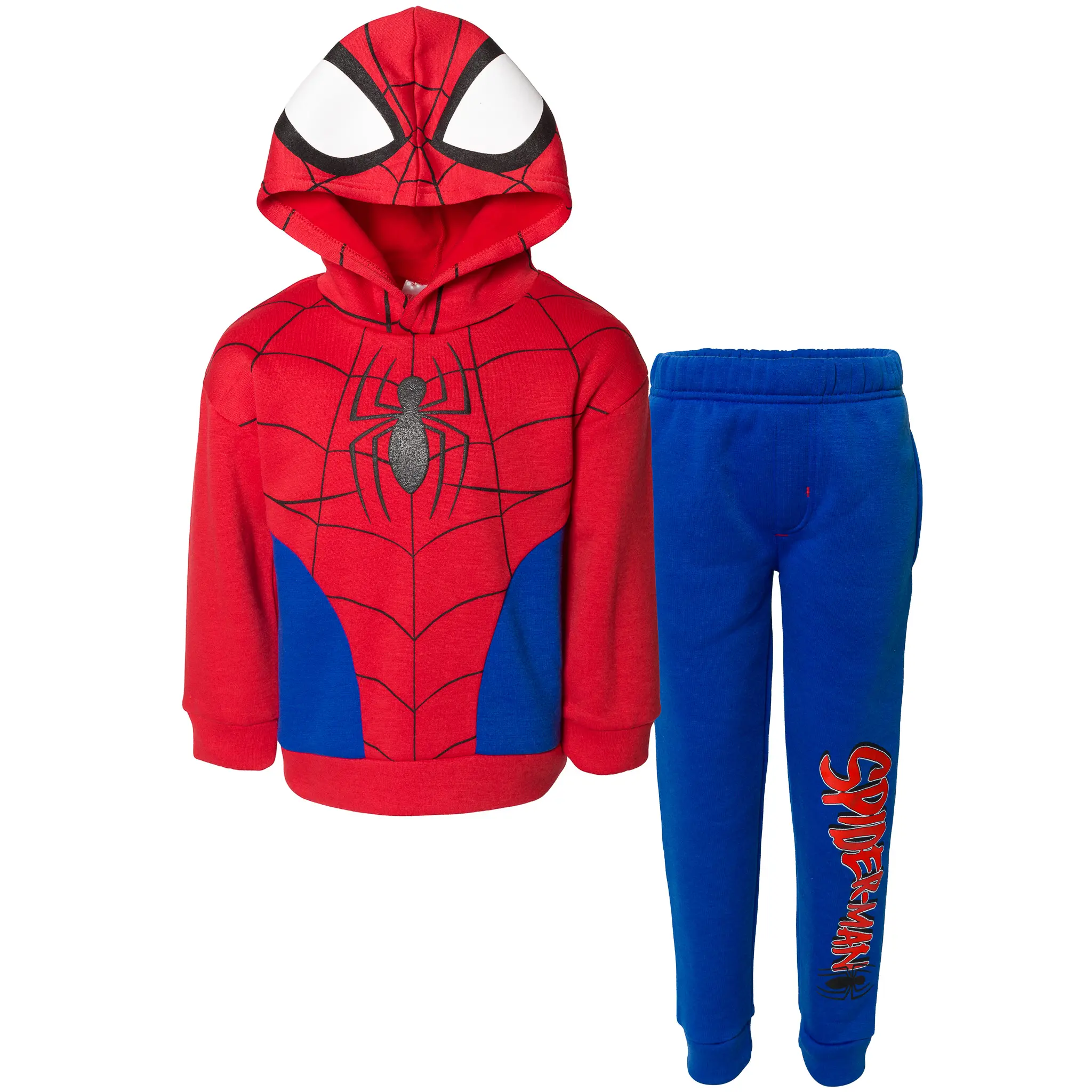 Marvel Spider-Man 2-Piece Printed Hooded Sweatshirt and Joggers Outfit Red Blue Toddler to Big Kid