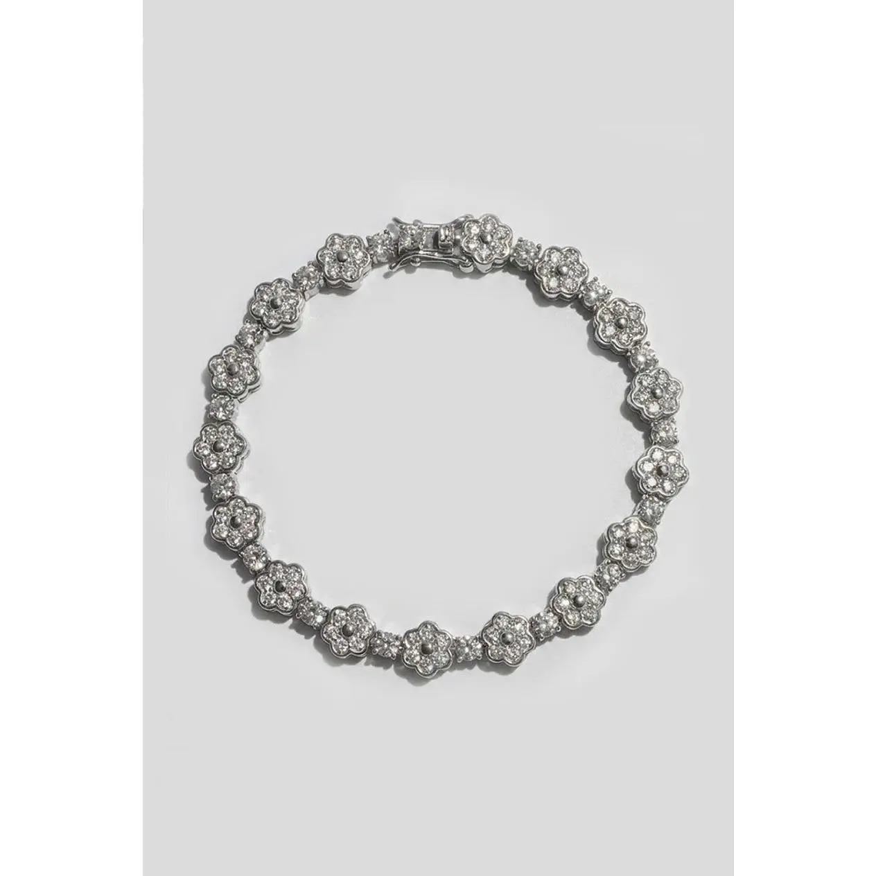 Silver Bezel Flower Tennis Bracelet