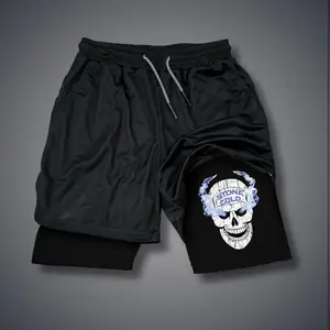 STONE COLD STEVE AUSTIN  Double-Layer Sports Shorts Graphic Shorts Black Shorts Camo Shorts Streetwear Shorts Men Outfits Men Short Shorts Vacation Outfits Shorts