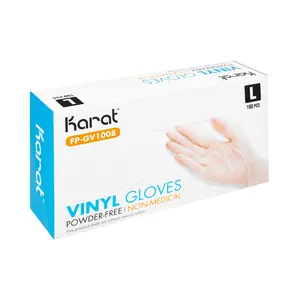 [1,000 pcs] Karat Vinyl Powder-Free Gloves (Clear)