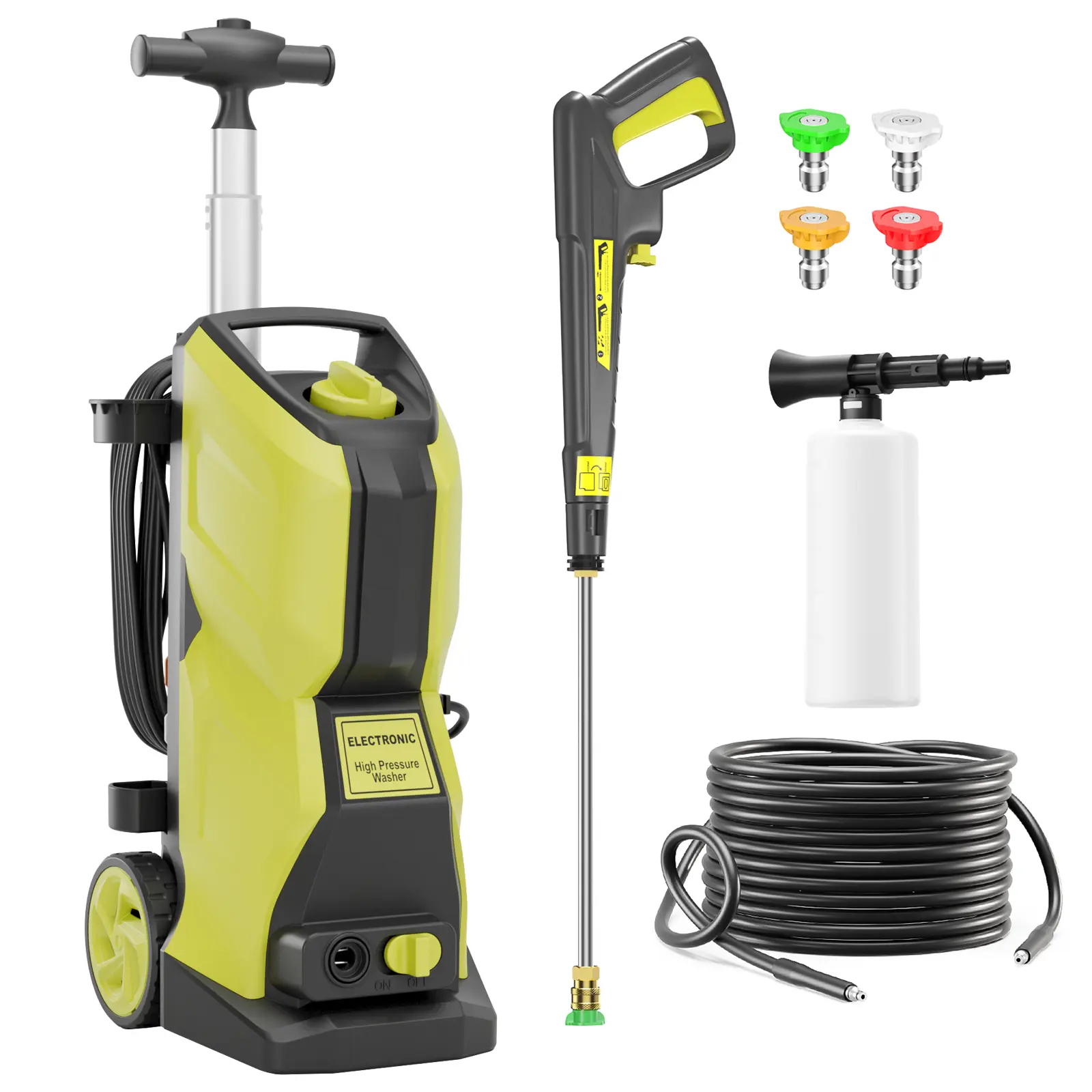 Electric Pressure Washer 5350PSI MAX 4.0GPM, All-Around Surface Cleaning, Multi-Purpose Cleaning Performance, with 4 Spray Nozzle, 500ML Foam Cannon, Stainless Steel Lance, Total Stop System for Car, Driveway, Fence, Garden, Yard, Home Cleaning
