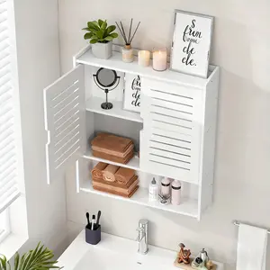 Three-Tier Double Door Bathroom Storage Rack, Wall-Mounted Multi-Functional Cabinet, Suitable for Bathroom/kitchen/office, Three-Layer Design