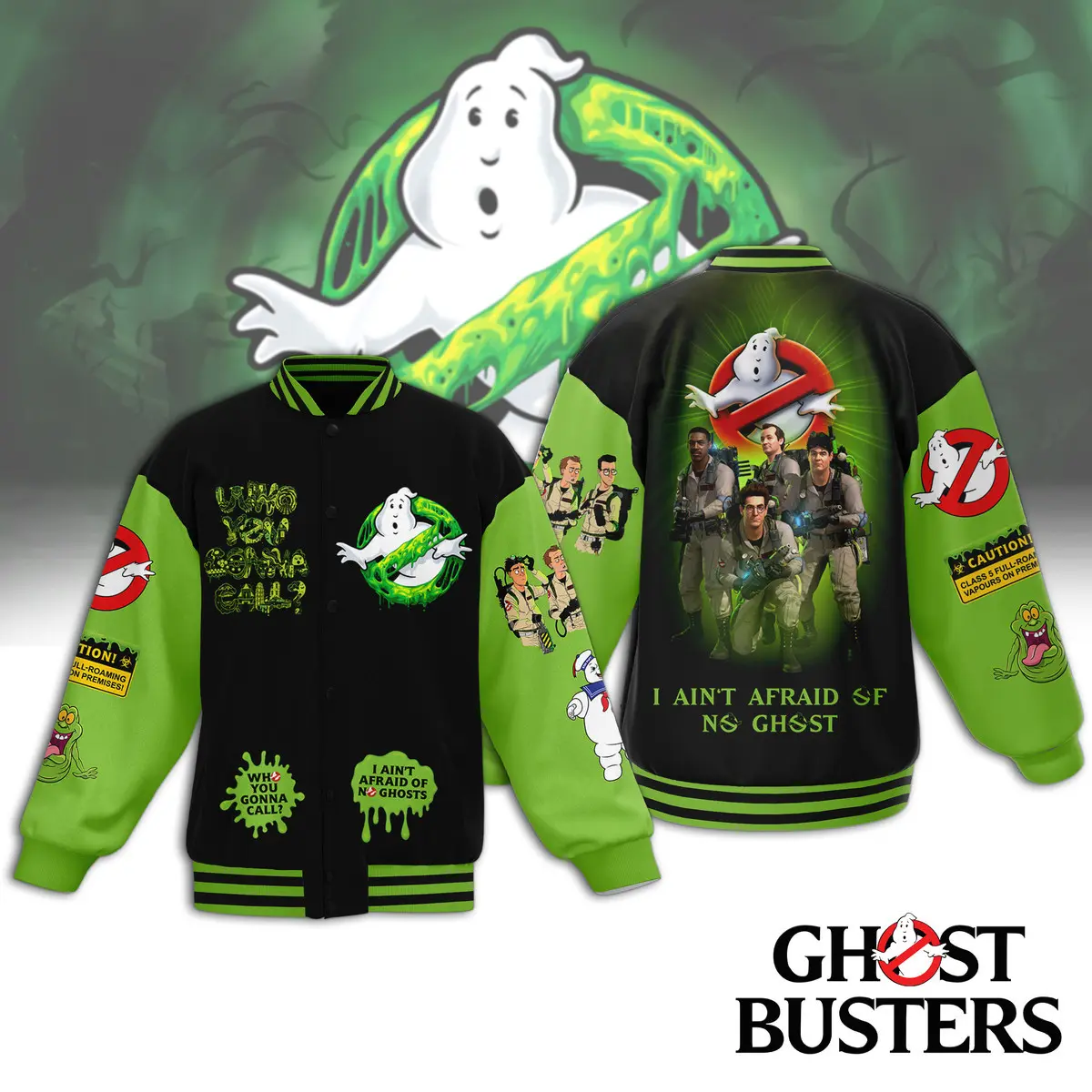 Ghostbusters Bomber Baseball Jacket, TV Series Varsity Jacket, Movie Bomber Jacket, Comfortable Unisex Bomber, Trendy Outfit, Gift For Fan