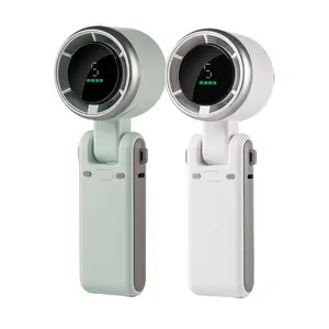 Portable Handheld Fan, 1 Box USB Rechargeable 5-Speed Mini Pocket Fan with Digital Display, Durable Personal Fan for Travel, Outdoor, Home, Office