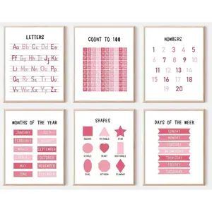 Affirmation Wall Art Poster Decor,Affirmation Art Prints  Pictures, Alphabet Educational Posters,for Girls Room Decor Playroom Wall Decor  Wall Art Decor,Set of 6(8"X10"inch,Unframed).